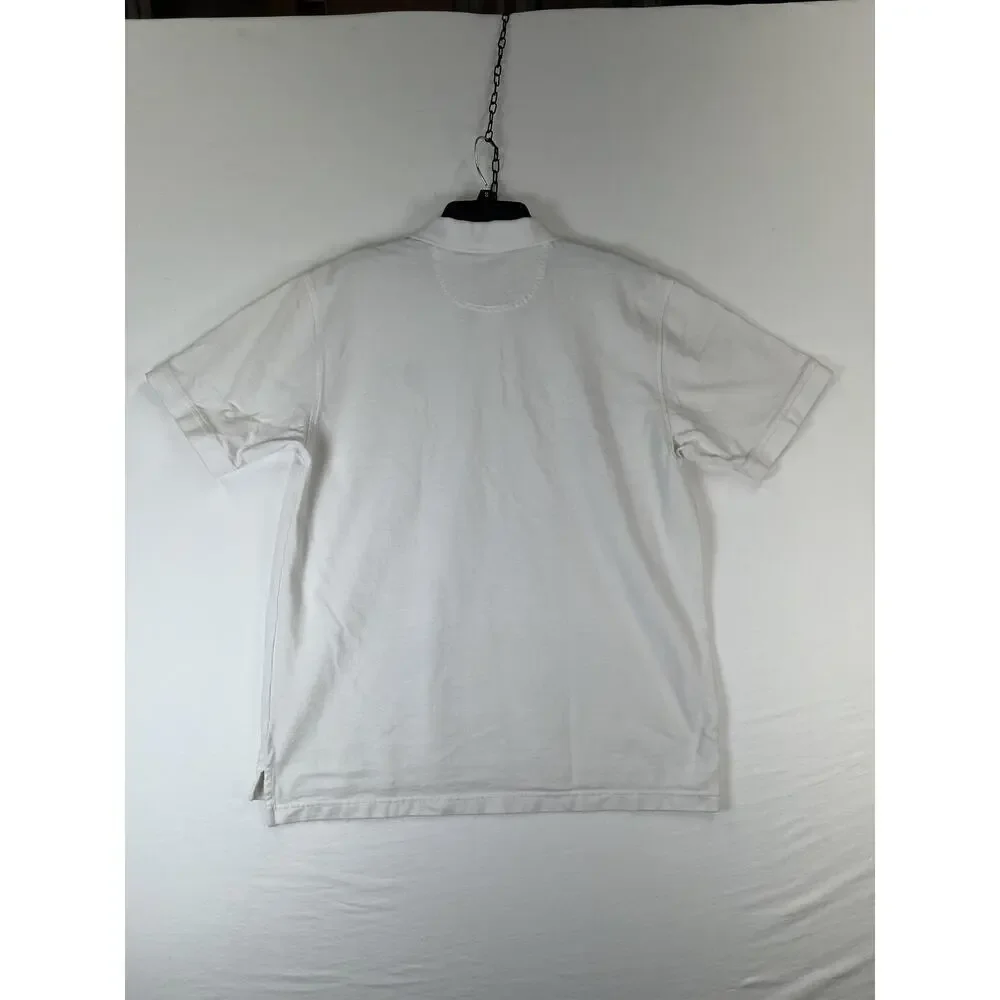 IZOD Polo Shirt Mens XL White 100% Cotton Pique Short Sleeve Logo Casual Golf